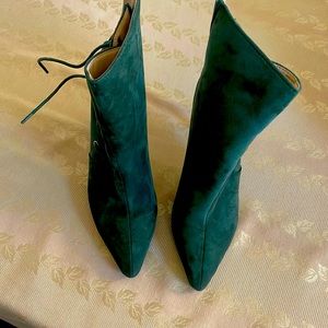 Green suede booties